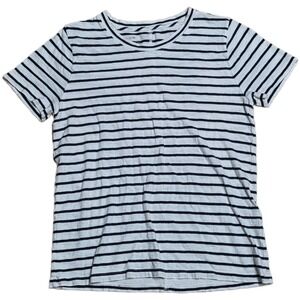 J Crew Girlfriend Tee Cotton T Shirt Women's Size M White‎ Striped Short Sleeve